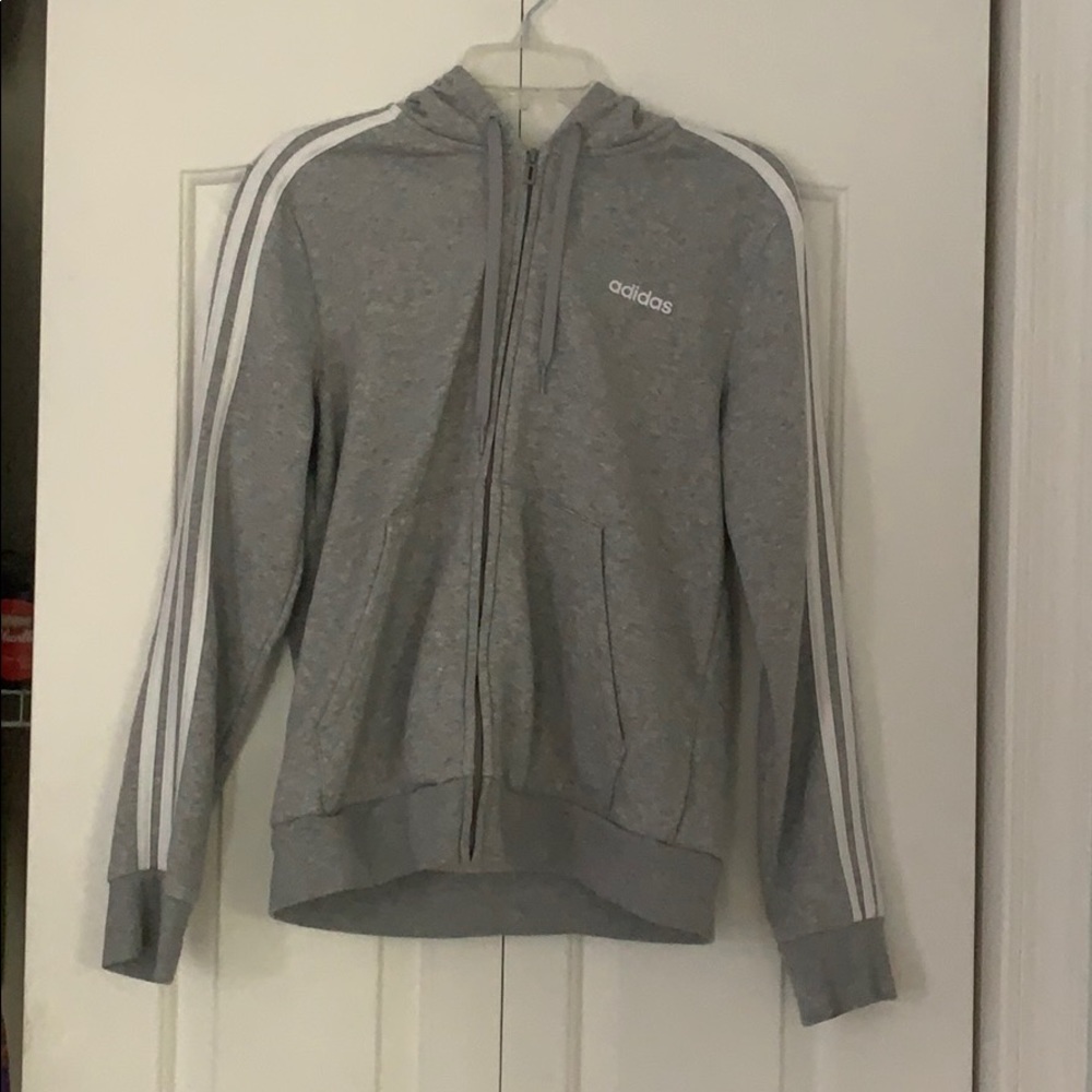 Grey Zip Up Adidas Hoodie